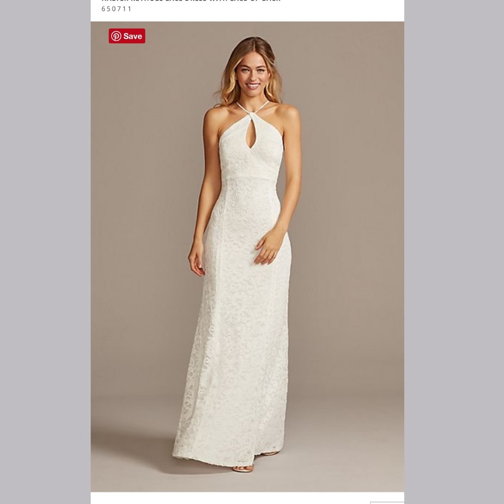 Halter Keyhole Lace Dress with Lace-Up Back wedding dress